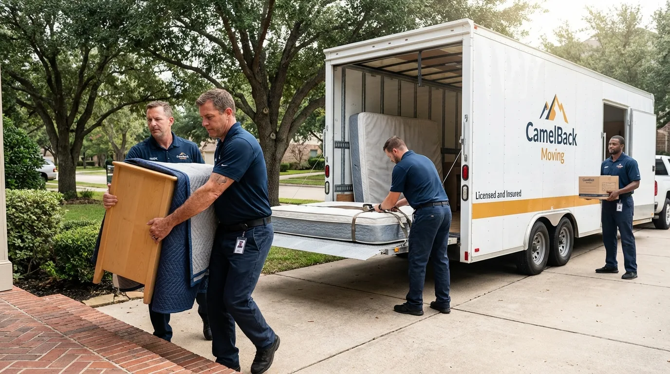 Crew loading residential truck for cross-state move from Chatom, AL