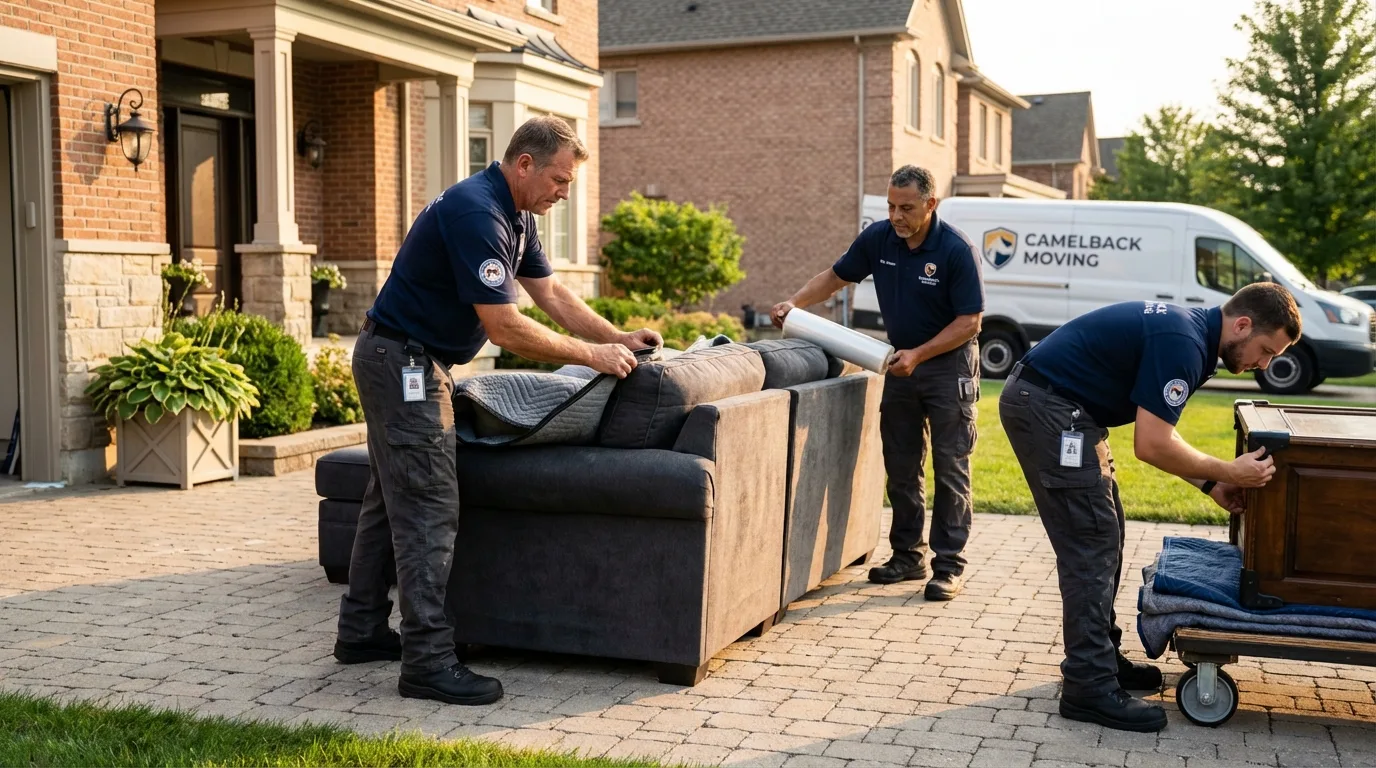 Large estate moving crew wrapping furniture in Chatom, AL